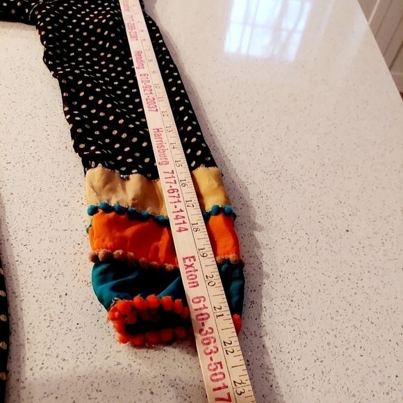 Boho Maxi Dress Smocked Tassled Print Flared Flowy Coachella Festival Sz Small - Picture 13 of 16